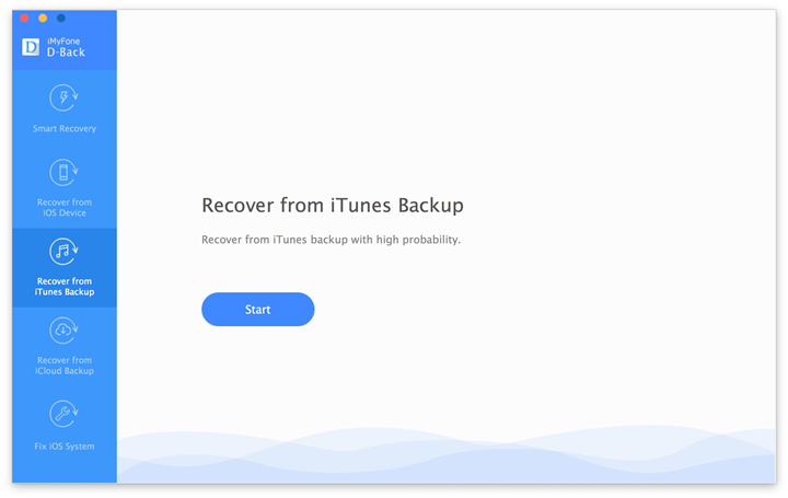 itunes data recovery main page