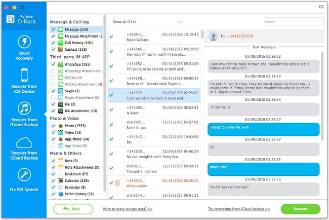 recover deleted text messages from itunes