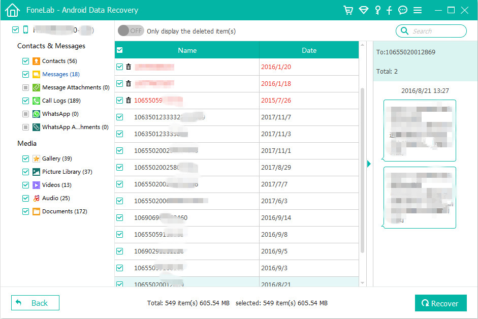 recover existing text messages from broken Samsung phone