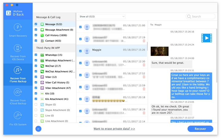recover iPhone SMS from iTunes