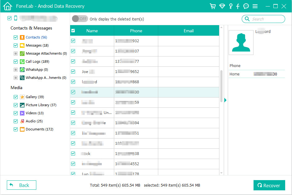 recover disappeared contacts from Samsung galaxy