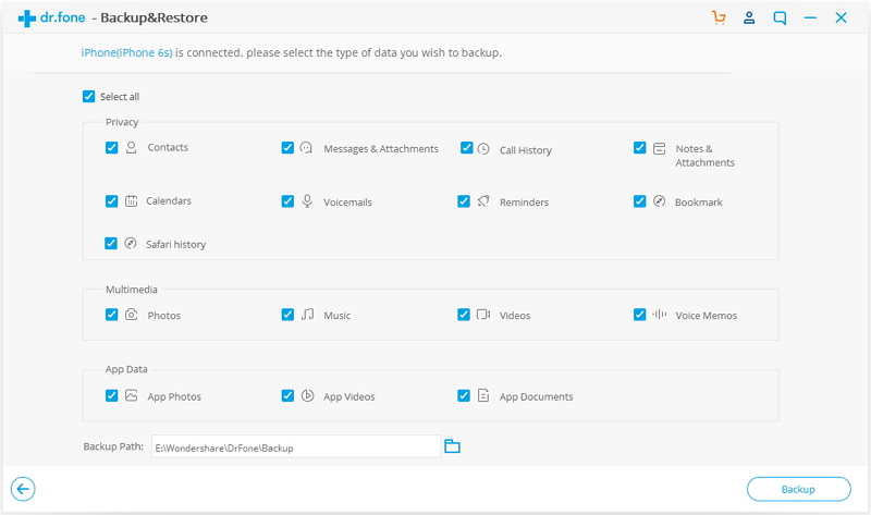 select file to backup