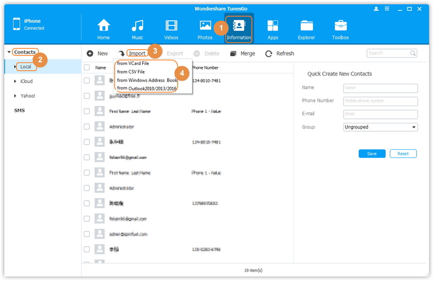 transer contacts from computer to iphone