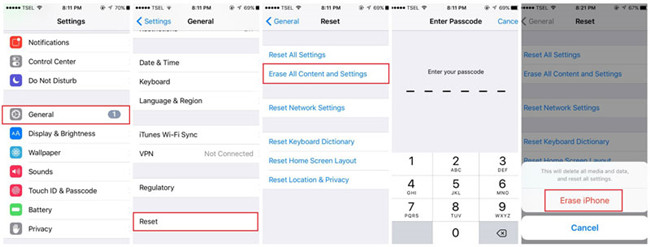 Factory Reset iPhone erase all content and settings