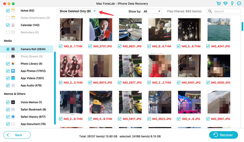 View the deleted pictures