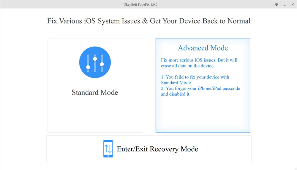 select advanced mode