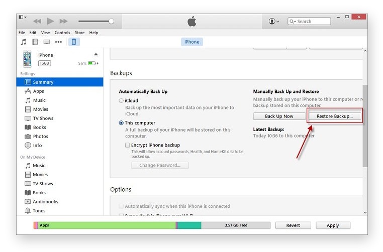 restore itunes data